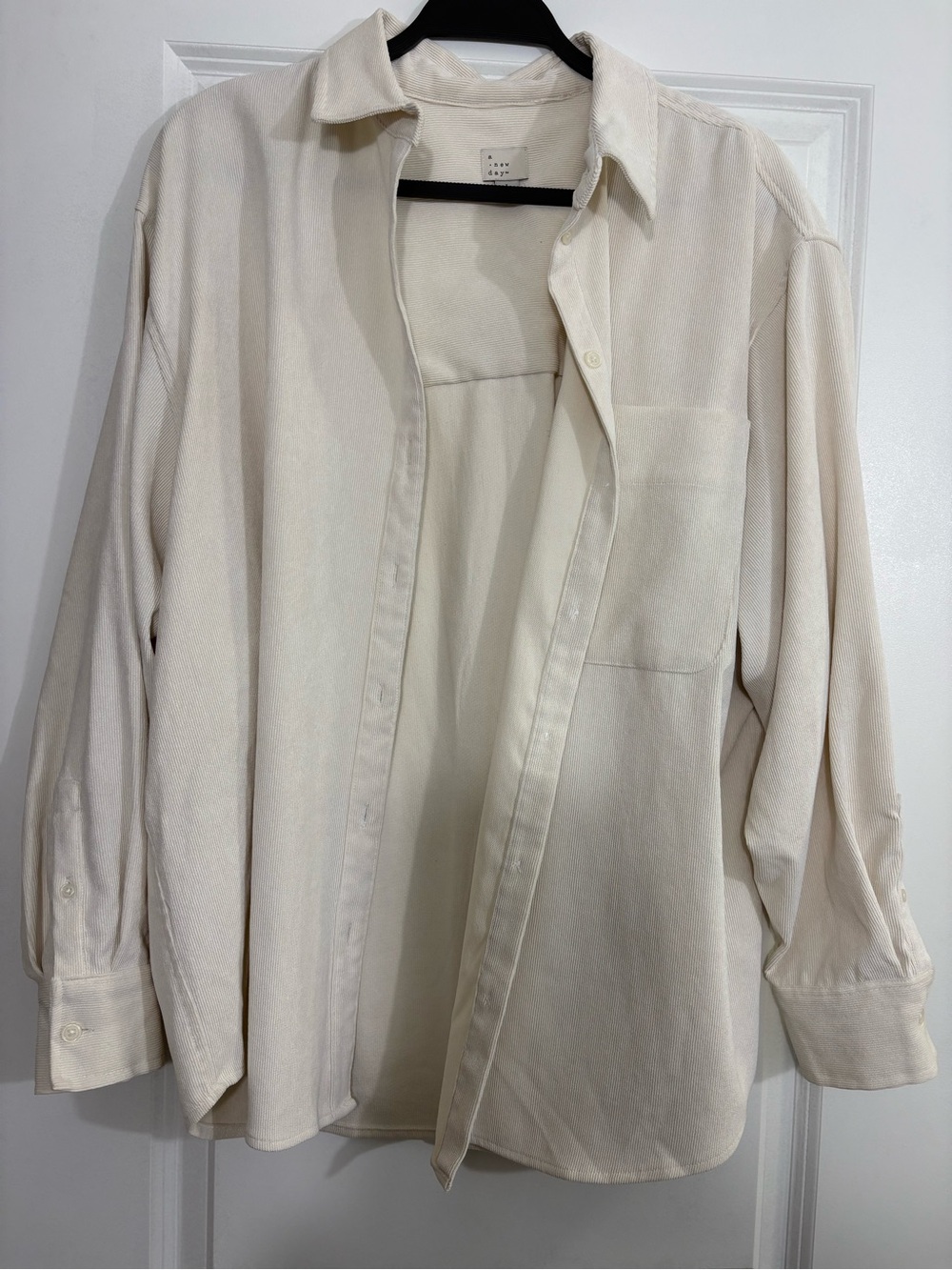 A New Day Corduroy Cream Button-Up Shirt